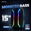 Dolphin Elite 2115R: High-Powered 15" Portable Bluetooth Party Speaker  Rechargeable with Multicolor LED Lights, XLR & AUX Inputs, Long-Lasting Battery, and Monster Bass view 2