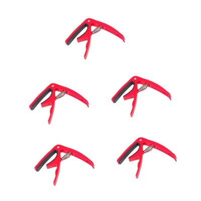 TEMKIN 5pcs Clip-on Bass Style - Ukulele on Capo Universal Ukulel Metal Clip Accessory Electric Red Change Electirc Acoustic Tuner and Clamp Banjo Guitars Classical Picks Guitar Mandolin Guitar