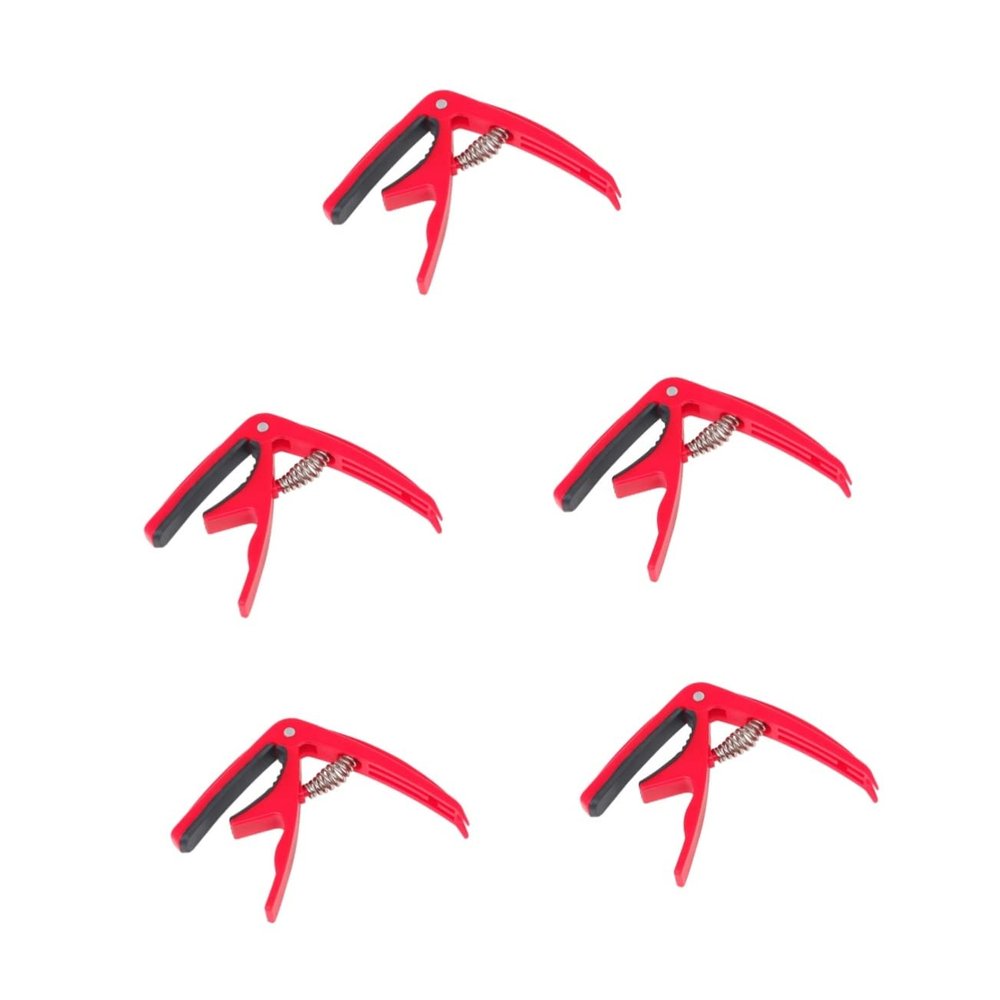 TEMKIN 5pcs Clip-on Bass Style - Ukulele on Capo Universal Ukulel Metal Clip Accessory Electric Red Change Electirc Acoustic Tuner and Clamp Banjo Guitars Classical Picks Guitar Mandolin Guitar