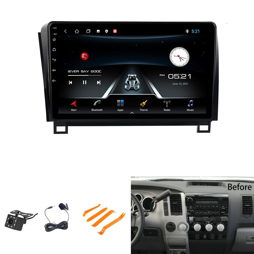 10.1'' Android Car Stereo for Toyota Tundra 2007-2013 Sequoia 2008-2014 Car Radio Bluetooth WiFi Touch Screen in-Dash GPS Navigation Head Unit 2+32GB
