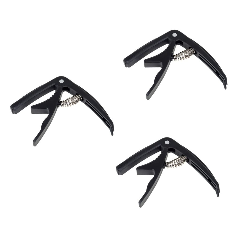 TEMKIN 3pcs Guitars Metal Universal Clip Electirc Accessory for Bass Guitar Clip-on Fast Mandolin Capo Change - on Ukulel Picks Clamp and Tuner Acoustic Style Classical Ukulele Black Guitar