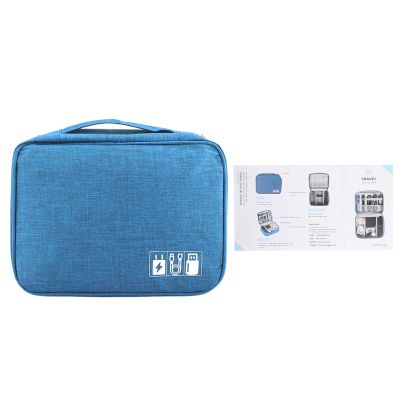 Travel Electronic Organizer Case,Portable Storage Bag Portable Storage Bag for USB Cable Power Bank Headphone Digital Garget Organizer(Lake blue)