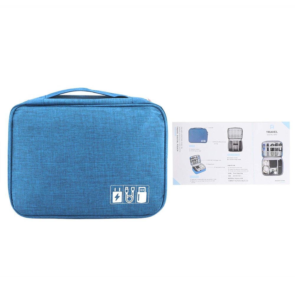 Travel Electronic Organizer Case,Portable Storage Bag Portable Storage Bag for USB Cable Power Bank Headphone Digital Garget Organizer(Lake blue)