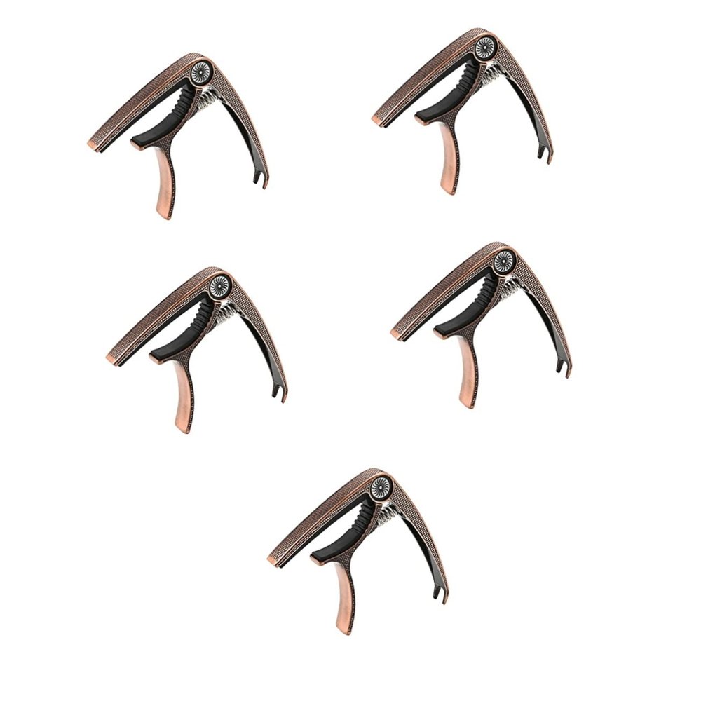 TEMKIN 5pcs Capo Guitar Capos Tuner Guitar Clip on Guitar Capo Universal Capo Ukulele Capo Ukelele Capo Useful Capo Guitar Tuning Accessory Decorate Metal Refit Coffee Metal Guitar Guitar