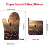 Oven Mitts and Pot Holders 3 pcs Set Oven Glove for Cooking Cobwebs with a Spider Oven Mitt Heat Resistant Kitchen Oven Gloves and Hot Pads Non-Slip Cooking Gloves for Baking Kitchen Hot Pads view 2