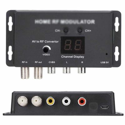 UHF TV Link Modulator AV to RF Converter IR Extender with 21 Channel Display PAL/NTSC Optional Plastic Black (Color : D) (E)