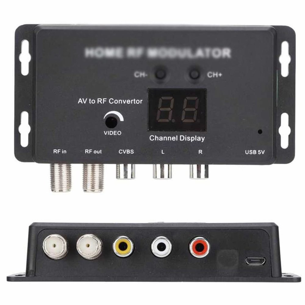 UHF TV Link Modulator AV to RF Converter IR Extender with 21 Channel Display PAL/NTSC Optional Plastic Black (Color : D) (E)