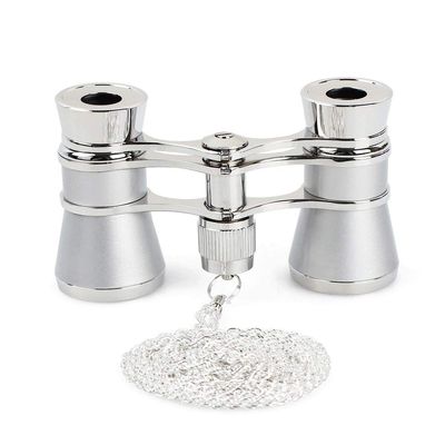 3 X 25 Classic Foldable Opera Glasses Binoculars Metal Body with Chain Optical Lens Theater Telescope Retro Design Women Gifts (Color : A) (C)