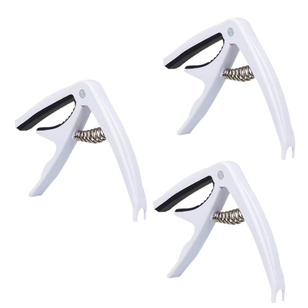 TEMKIN 3pcs Banjo Bass Electirc Clip-on Universal Clip Picks Style Electric Mandolin Ukulele Classical Replacement Change Accessory Guitars Ereplacement Clamp White Metal Acoustic Capo Guitar