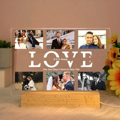Personalized 3D Lamp Night Light Custom Photo And Text Lamp, Acrylic night light, Customized Valentine's Day, Wedding, Anniversary, Birthday, Christmas, Gift For Him, Names And Date, Couples, Her/ 11
