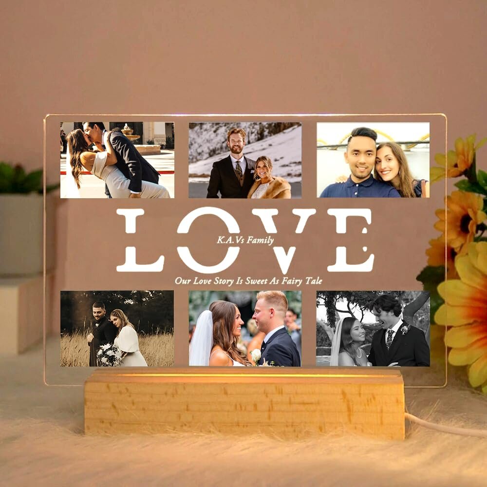 Personalized 3D Lamp Night Light Custom Photo And Text Lamp, Acrylic night light, Customized Valentine's Day, Wedding, Anniversary, Birthday, Christmas, Gift For Him, Names And Date, Couples, Her/ 11