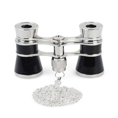 3 X 25 Classic Foldable Opera Glasses Binoculars Metal Body with Chain Optical Lens Theater Telescope Retro Design Women Gifts (Color : A) (A)