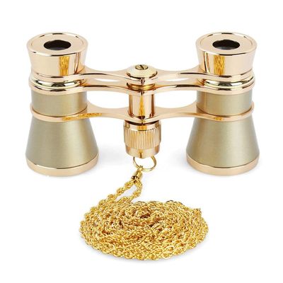 3 X 25 Classic Foldable Opera Glasses Binoculars Metal Body with Chain Optical Lens Theater Telescope Retro Design Women Gifts (Color : A) (D)