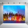 CORFOTO 5x3ft Fabric Seaside Sunset Backdrop Miami Tropical Palm Tree Beach Ocean Street Scenery Background for Wedding Travel Summer Party Decor Baby Birthday Girls Portrait Photo Studio Props view 2