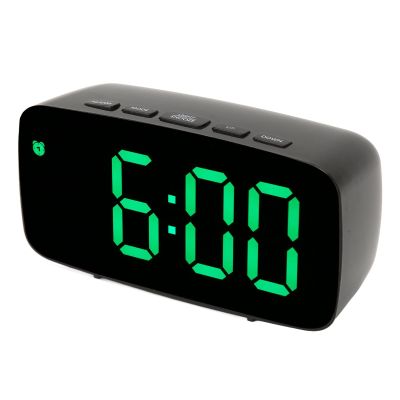 BORDSTRACT LED Mirror Clock Digital Alarm Clock with Electronic LED Time Display for Office, Bedroom, Bedside - Black