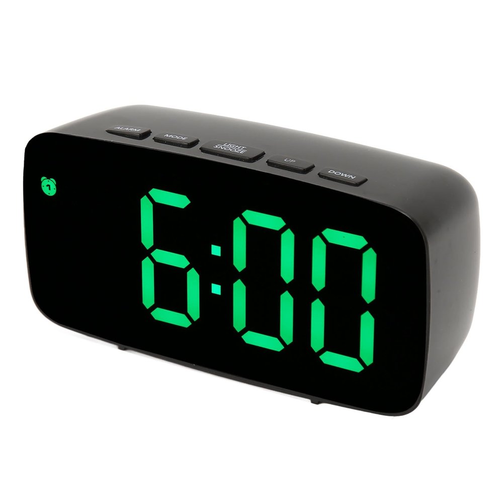 BORDSTRACT LED Mirror Clock Digital Alarm Clock with Electronic LED Time Display for Office, Bedroom, Bedside - Black