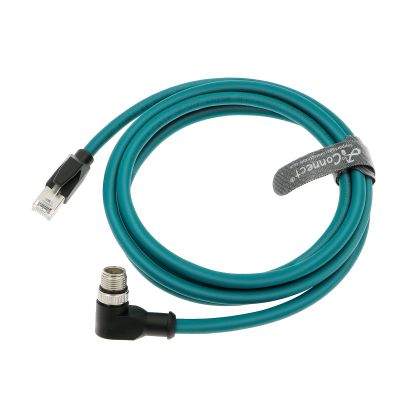 AConnect M12 8 Position X-Code Male Right Angle to RJ45 Ethernet Shielded Cable for Cognex in Sight Industrial Camera High Flexible Waterproof Cable 2M