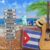 CORFOTO 5x3ft Fabric Tropical Summer Beach Sign Backdrop for Photography Old Suitcase and Cuba Town Sign Background for Travel Birthday Party Wedding Portrait Natural Scenery Photo Props view 1