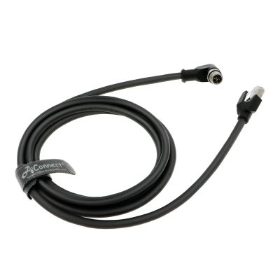 AConnect M12 8 Pin X-Code Male Right Angle to RJ45 Industrial Ethernet Cable for Cognex in Sight Industrial Camera Shielded Waterproof Flexible Cable 20M