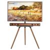 ECOTINY Tripod Easel TV Stand for 43 to 65 Inch LCD LED OLED Screen, Height Adjustable and Swievel TV Stand, Portable Corner TV Floor Stand with Wooden Tray, VESA 400x400mm, Minimalist Black Walnut view 1