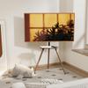 ECOTINY Tripod Easel TV Stand for 43 to 65 Inch LCD LED OLED Screen, Height Adjustable and Swievel TV Stand, Portable Corner TV Floor Stand with Wooden Tray, VESA 400x400mm, Minimalist Black Walnut view 2