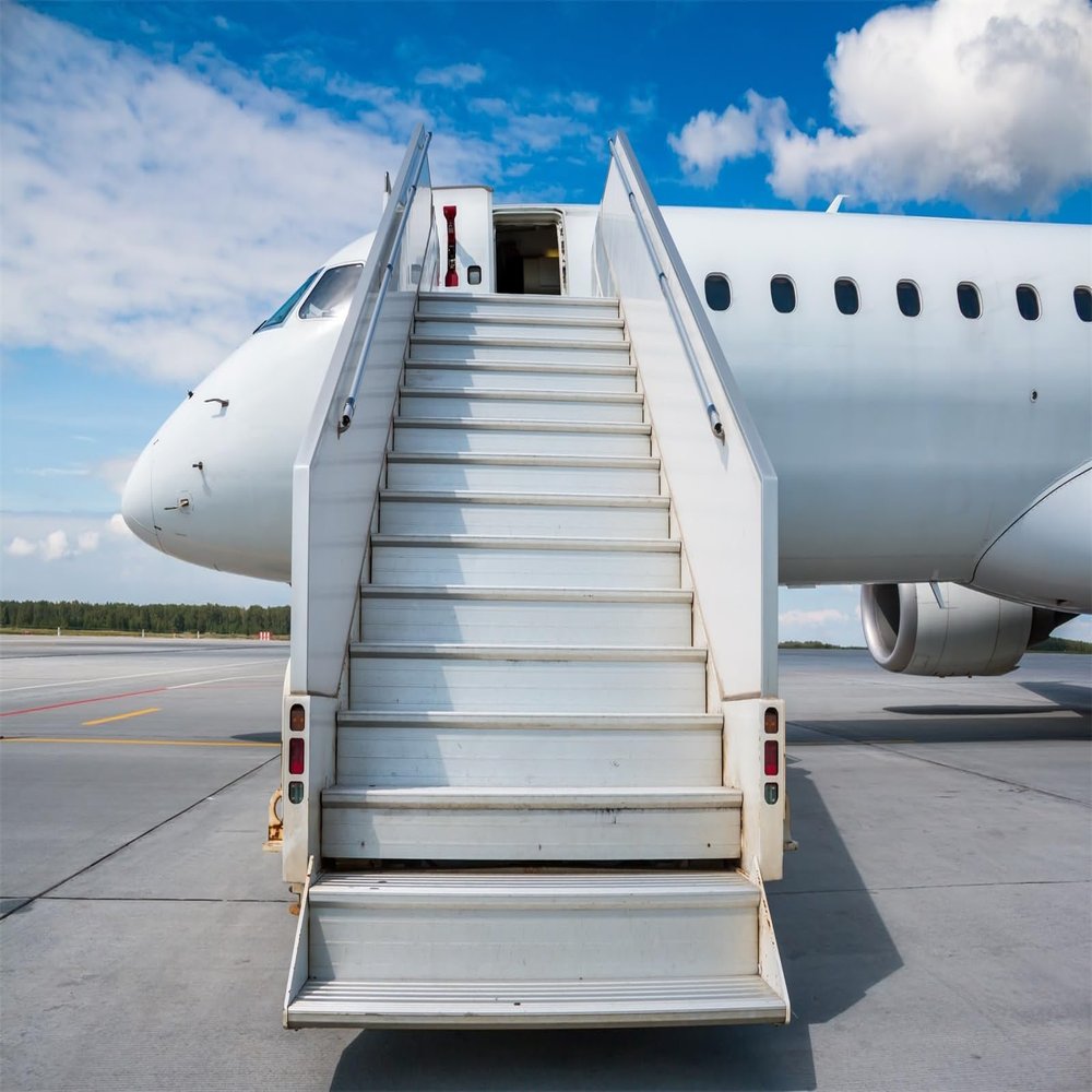 Loccor 15x10ft Fabric Airplane Backdrop Airplane Boarding Backdrop Passenger Aircraft with Boarding Steps Airport Apron Background Airplane Travel Party Decorations Photo Booth Studio Props