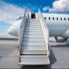 Loccor 15x10ft Fabric Airplane Backdrop Airplane Boarding Backdrop Passenger Aircraft with Boarding Steps Airport Apron Background Airplane Travel Party Decorations Photo Booth Studio Props view 1