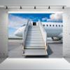 Loccor 15x10ft Fabric Airplane Backdrop Airplane Boarding Backdrop Passenger Aircraft with Boarding Steps Airport Apron Background Airplane Travel Party Decorations Photo Booth Studio Props view 2