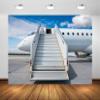 Loccor 15x10ft Fabric Airplane Backdrop Airplane Boarding Backdrop Passenger Aircraft with Boarding Steps Airport Apron Background Airplane Travel Party Decorations Photo Booth Studio Props view 3