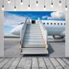 Loccor 15x10ft Fabric Airplane Backdrop Airplane Boarding Backdrop Passenger Aircraft with Boarding Steps Airport Apron Background Airplane Travel Party Decorations Photo Booth Studio Props view 4