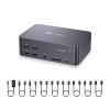 (Desktop only) AV Access KVM Switch 3 Monitors 2 Computers 8K@60Hz, with 6 DP Cables, DisplayPort 2.0, 1G Ethernet, USB 3.0, Docking Station Triple Monitor, 4K@165/144Hz, 2K@144Hz for Dell HP view 1