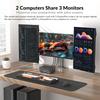 (Desktop only) AV Access KVM Switch 3 Monitors 2 Computers 8K@60Hz, with 6 DP Cables, DisplayPort 2.0, 1G Ethernet, USB 3.0, Docking Station Triple Monitor, 4K@165/144Hz, 2K@144Hz for Dell HP view 2
