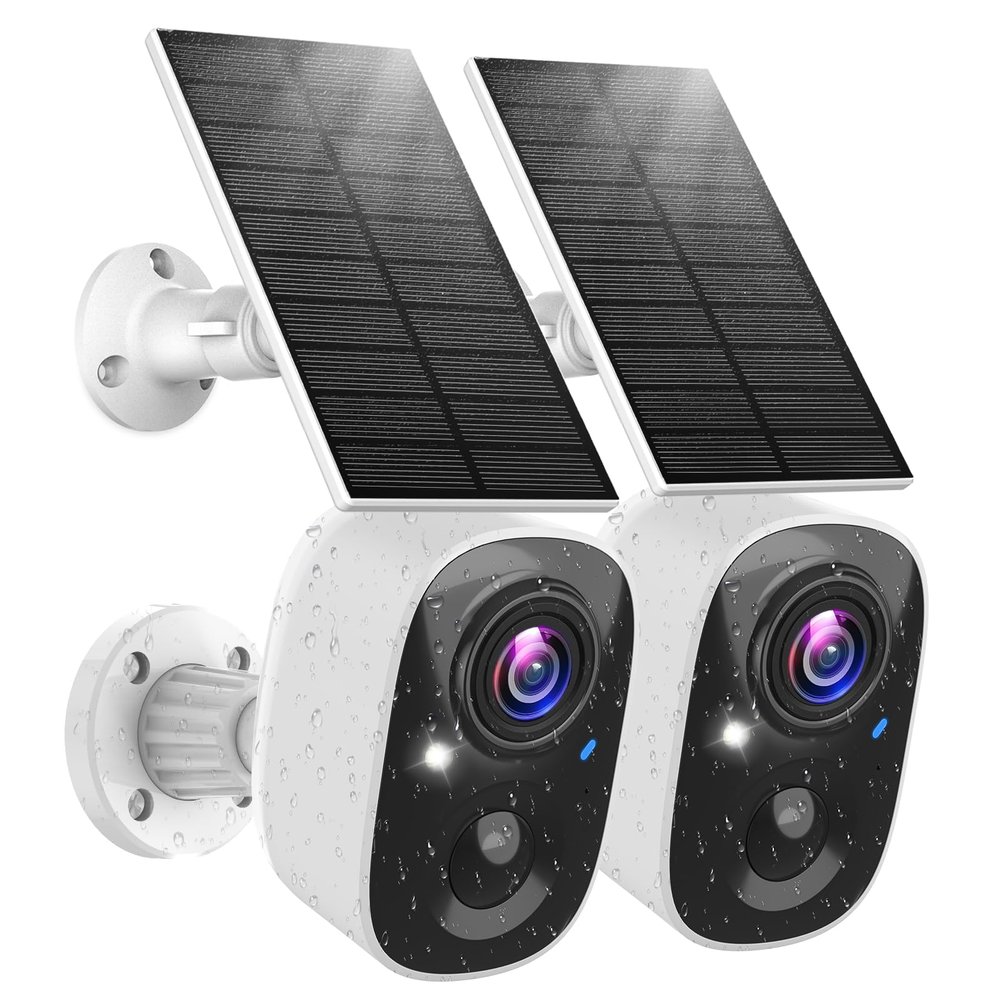 MaxiViz Solar Camera Outdoor Wireless, 2.4G Wi-Fi Security Camera with AI Motion Detection, Cameras for Home Security, 2K Color Night Vision, 2-Way Talk, IP66 Weatherproof, Cloud/SD Storage, 2 Packs