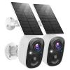 MaxiViz Solar Camera Outdoor Wireless, 2.4G Wi-Fi Security Camera with AI Motion Detection, Cameras for Home Security, 2K Color Night Vision, 2-Way Talk, IP66 Weatherproof, Cloud/SD Storage, 2 Packs view 1