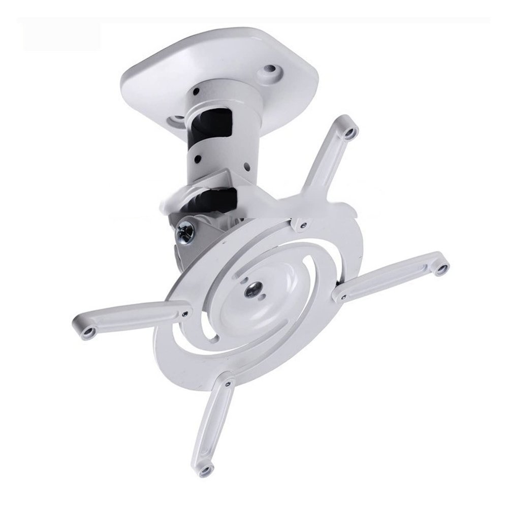 13.6kg Full Motion Tilt Swivel Aluminum Projector Ceiling Mounted Bracket Rack (Color : White)