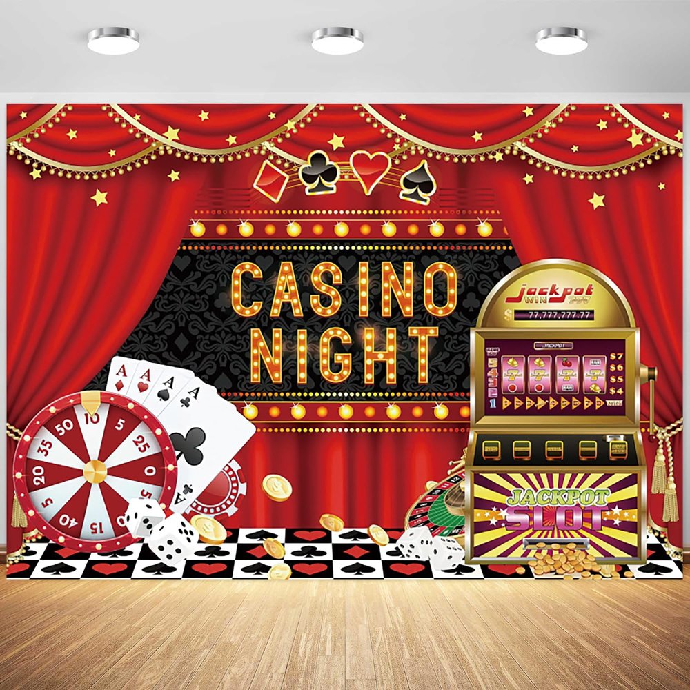 15x10ft Casino Night Backdrop Las Vegas Poker Red Curtains Photography Background Las Vegas Casino Theme Birthday Party Banner Decoration Supplies Photo Booth Props