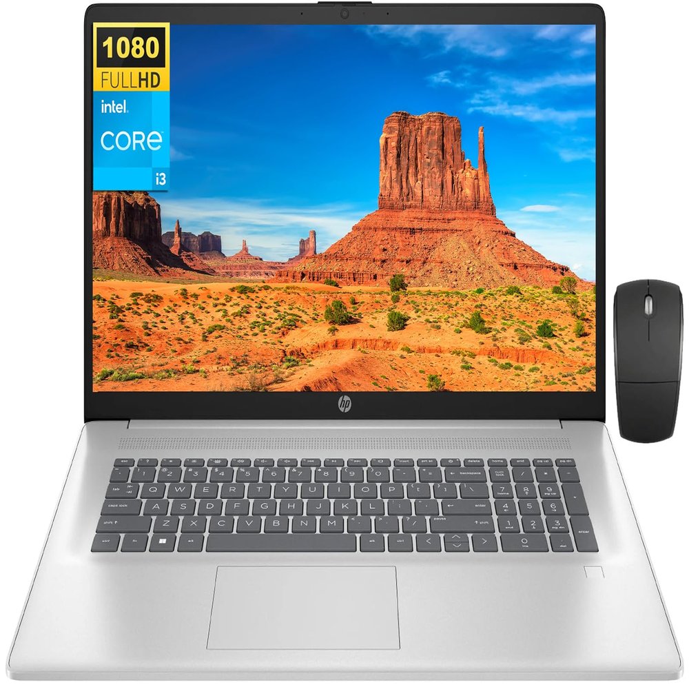 HP Business Laptop, 17.3" IPS FHD Display, Intel Core i3-N305 Processor(8-Core), 8GB RAM, 256GB SSD, Intel UHD Graphics, Fingerprint, Anti-Glare, WiFi 6,HD Webcam, Windows 11 H, with Wireless Mouse