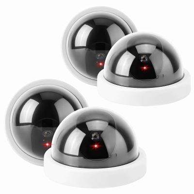 4 Packs Fake Camera for Home, Fake Security Camera with Flashing LED Light CCTV Dome Camera Decoy Security Cameras Dummy Camera for Business Parking Lot, White