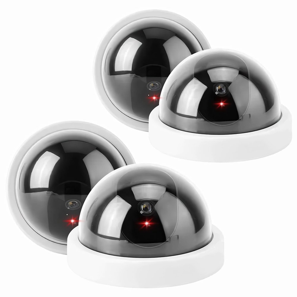 4 Packs Fake Camera for Home, Fake Security Camera with Flashing LED Light CCTV Dome Camera Decoy Security Cameras Dummy Camera for Business Parking Lot, White
