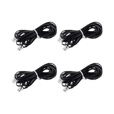 iSoHo Phones Bundle of 4 Telephone Cord - 2 Sets (2 x 15ft, 2 x 25ft) - Crisp Sound, Easy to Use - Perfect for Home or Office - Black