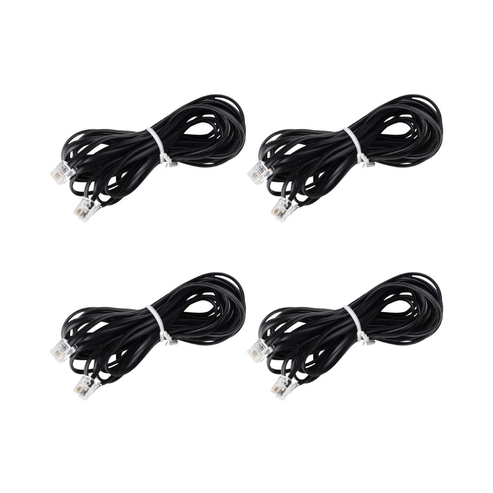 iSoHo Phones Bundle of 4 Telephone Cord - 2 Sets (2 x 15ft, 2 x 25ft) - Crisp Sound, Easy to Use - Perfect for Home or Office - Black