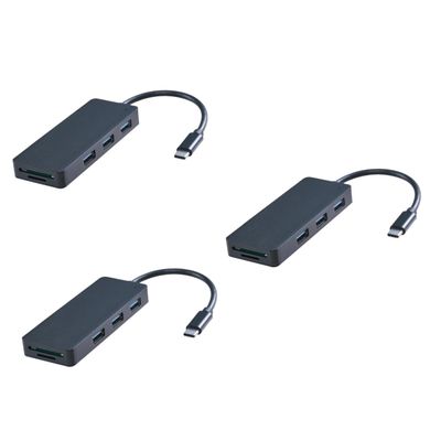 Gadpiparty 3pcs Type- Reader USB Ports Interface Compact Design for Travel Compatible with Laptops Devices Lightweight and Portable Black