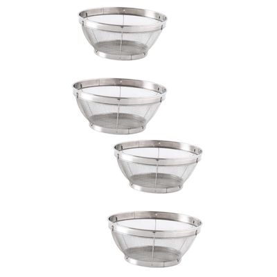 BESTOYARD 4 Pcs Stainless Steel Drain Basket Fruit Basket Draining Basket Strainer Rice Wash Holder Kitchen Fruit Drain Basket Mesh Wash Basket Fruit Washing Basket Vegetable Rice Basket