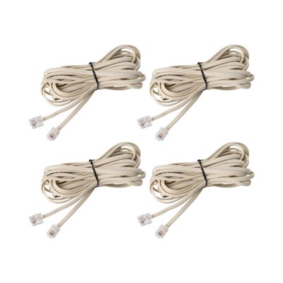 iSoHo Phones Bundle of 4 Telephone Cord - 2 Sets (2 x 15ft, 2 x 25ft) - Crisp Sound, Easy to Use - Perfect for Home or Office - Bone Ivory