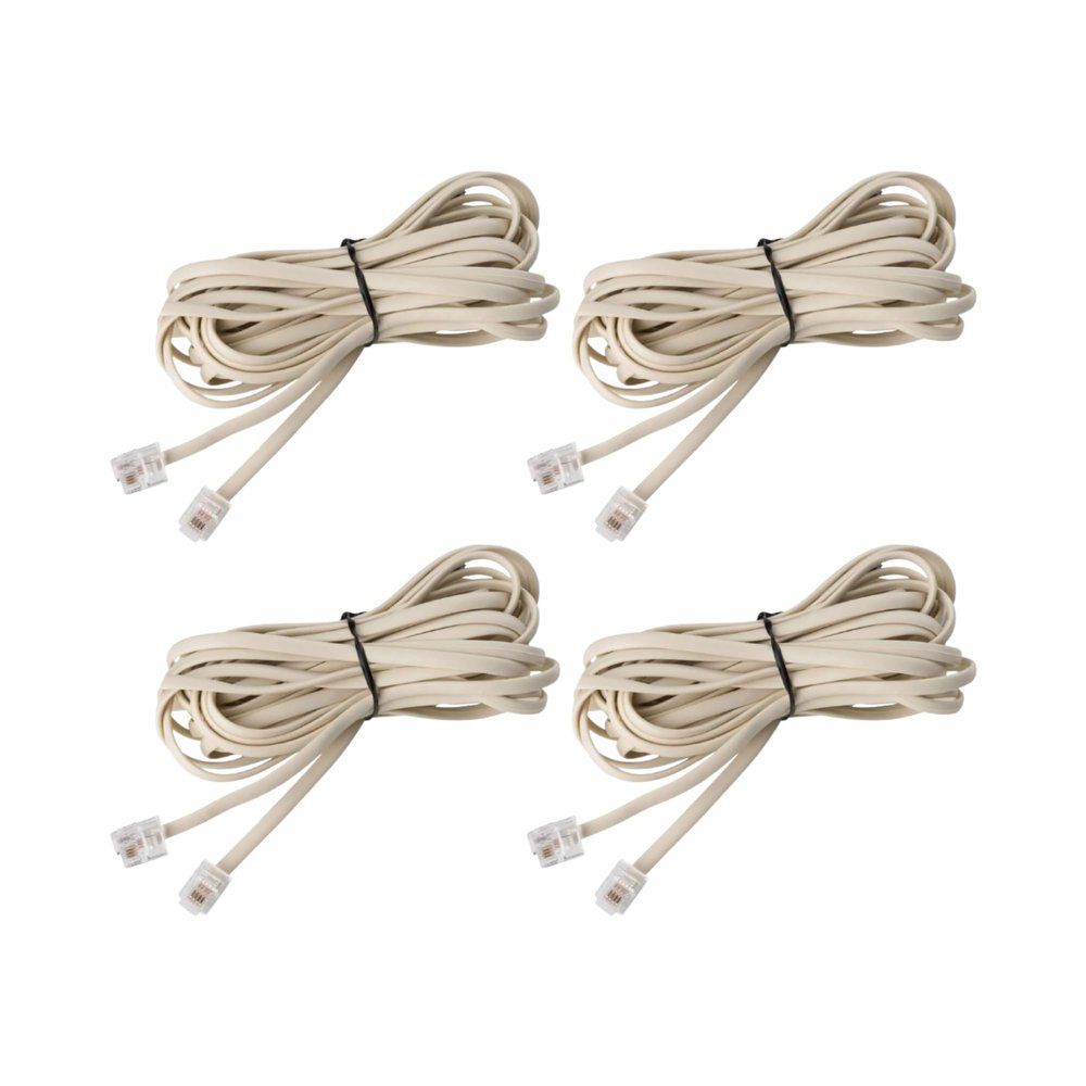 iSoHo Phones Bundle of 4 Telephone Cord - 2 Sets (2 x 15ft, 2 x 25ft) - Crisp Sound, Easy to Use - Perfect for Home or Office - Bone Ivory