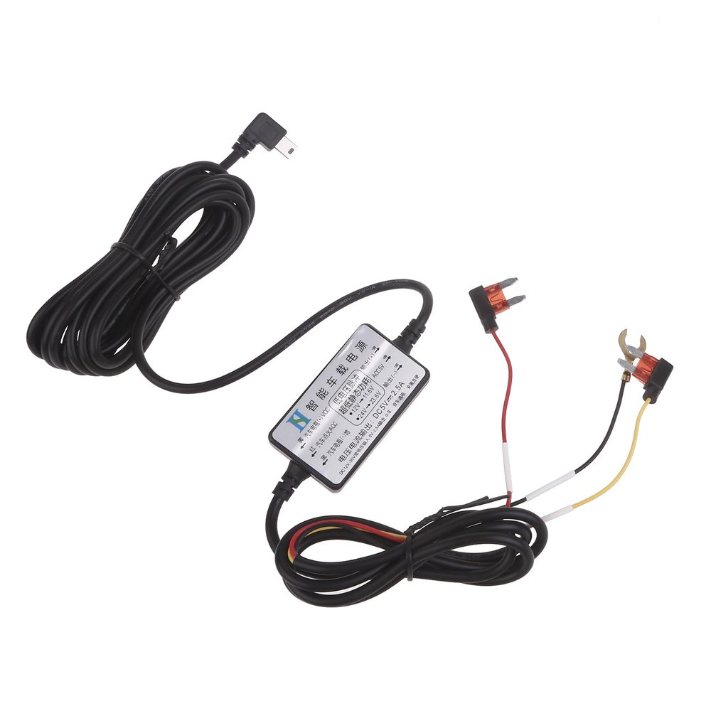 Axyghmz Upgraded DashCam Hardwire Mini USB Hard Wire Cable 12V~30V to 5V 2.5A for Car Driving Recorder Navigation DVR Phones Car DVR Exclusive Power Box Cable, Yellow