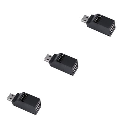 Hemoton 3pcs 3-Port USB 2.0 Hub Splitter Hub Adapter for Pc USB Hub for Hard Drives Black