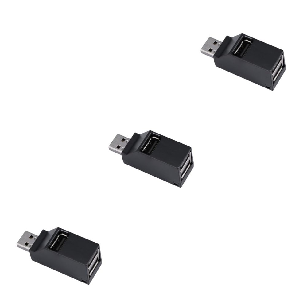 Hemoton 3pcs 3-Port USB 2.0 Hub Splitter Hub Adapter for Pc USB Hub for Hard Drives Black