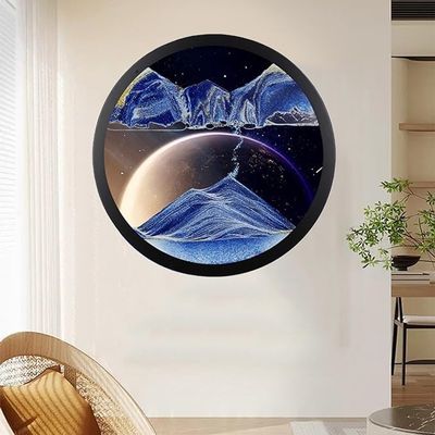 TaLcuS 3D Moving Sand Art Pictures,Liquid Motion 3D Deep Sea Sandscape in Motion Display Flowing Sand Frame Relaxing Desktop Home Office Work Decor (Color : E, Size : 17.3inch)