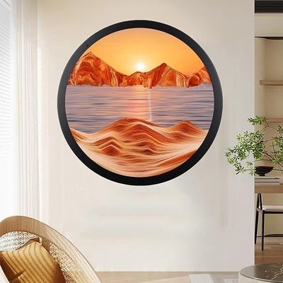 TaLcuS 3D Moving Sand Art Pictures,Liquid Motion 3D Deep Sea Sandscape in Motion Display Flowing Sand Frame Relaxing Desktop Home Office Work Decor (Color : D, Size : 24inch)